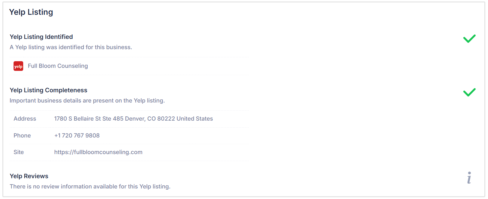 Citation checks in Local SEO Audit
